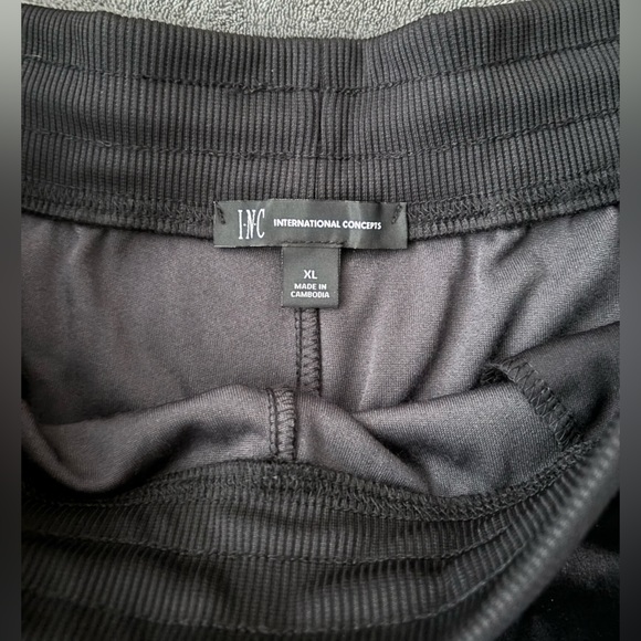 INC velour jump suit its a size XL black with gold pin strips - Picture 7 of 12